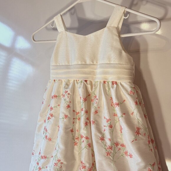 Cherokee SZ 5T Ivory Satin Pink Embroidered Formal Party Easter Church Dress - Picture 2 of 10